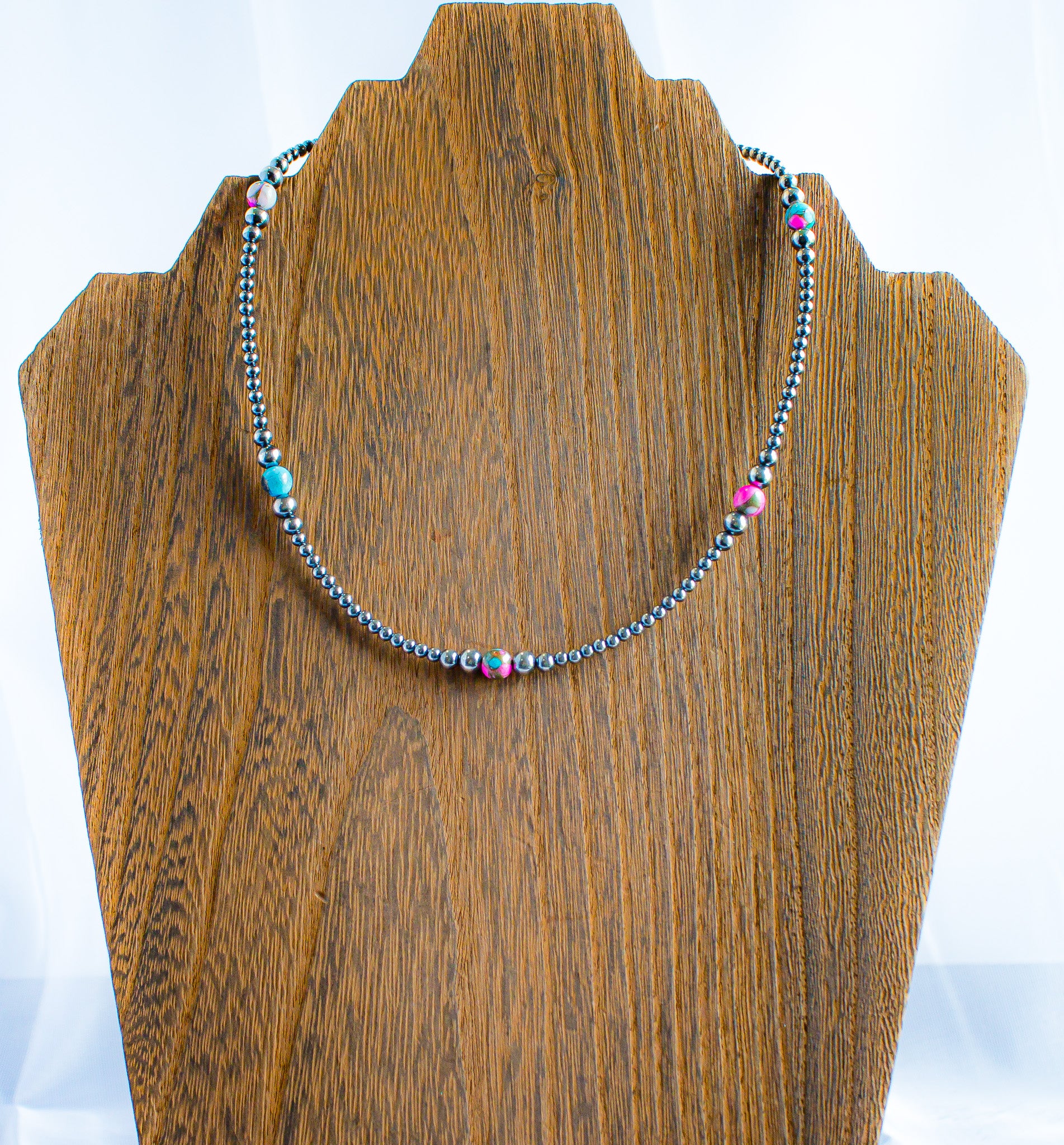 16" Graduated Sterling Silver and Cotton Candy Necklace