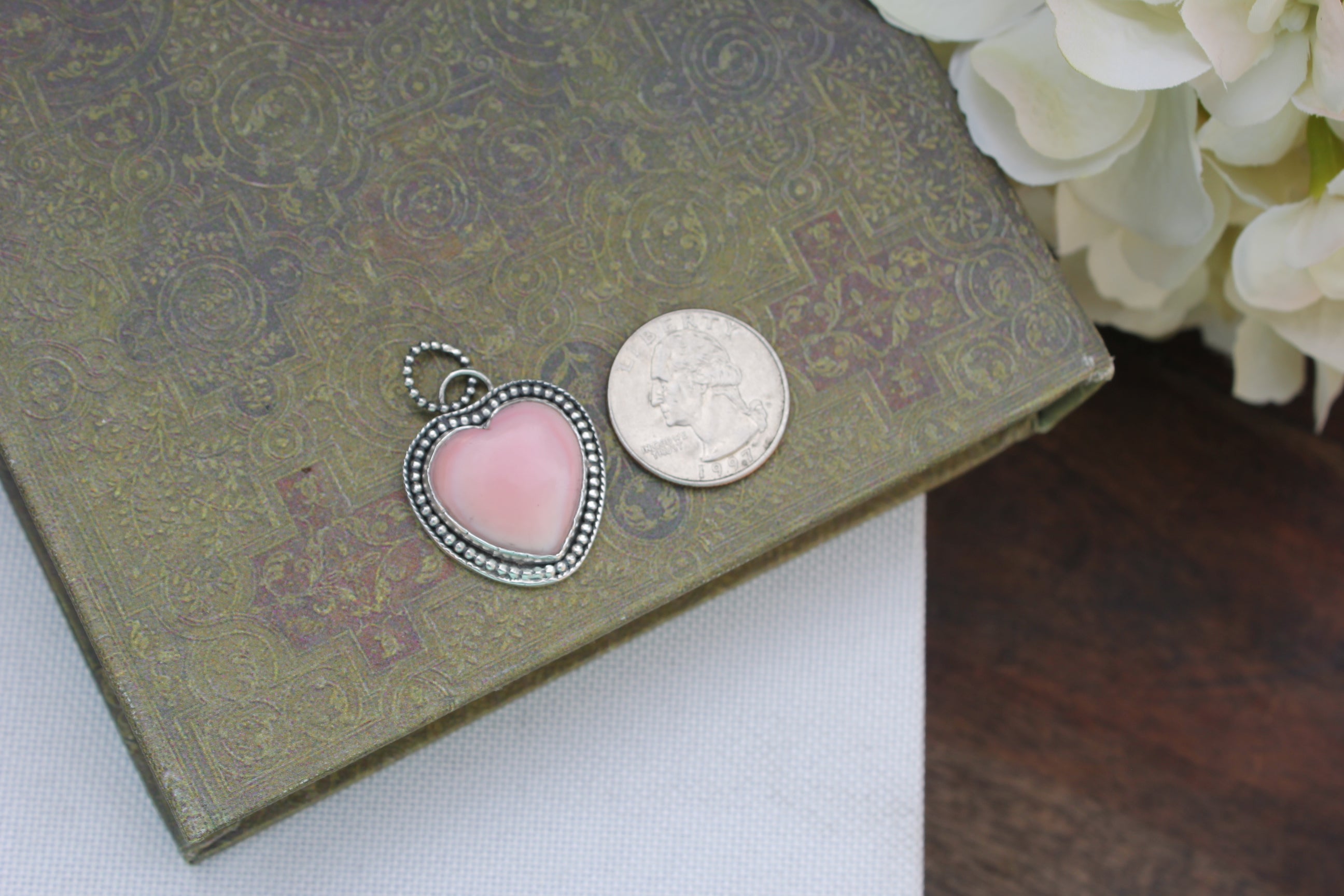 Pink Conch & Navajo Style Sterling Silver Pendant