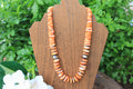 Orange Spiney and Sterling Silver Navajo Style STATEMENT Necklace 19"