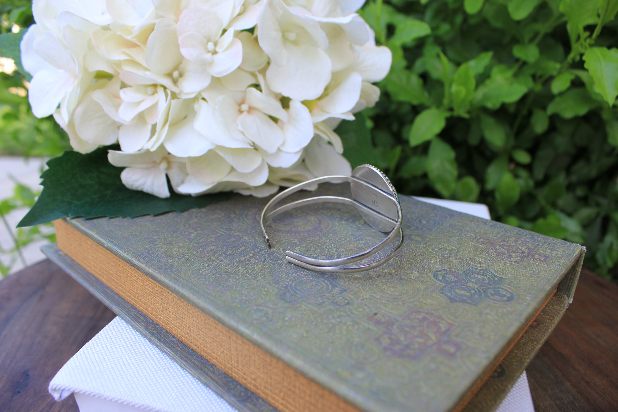 Sterling Silver and Kingman Stacker Bracelet 3" Opening
