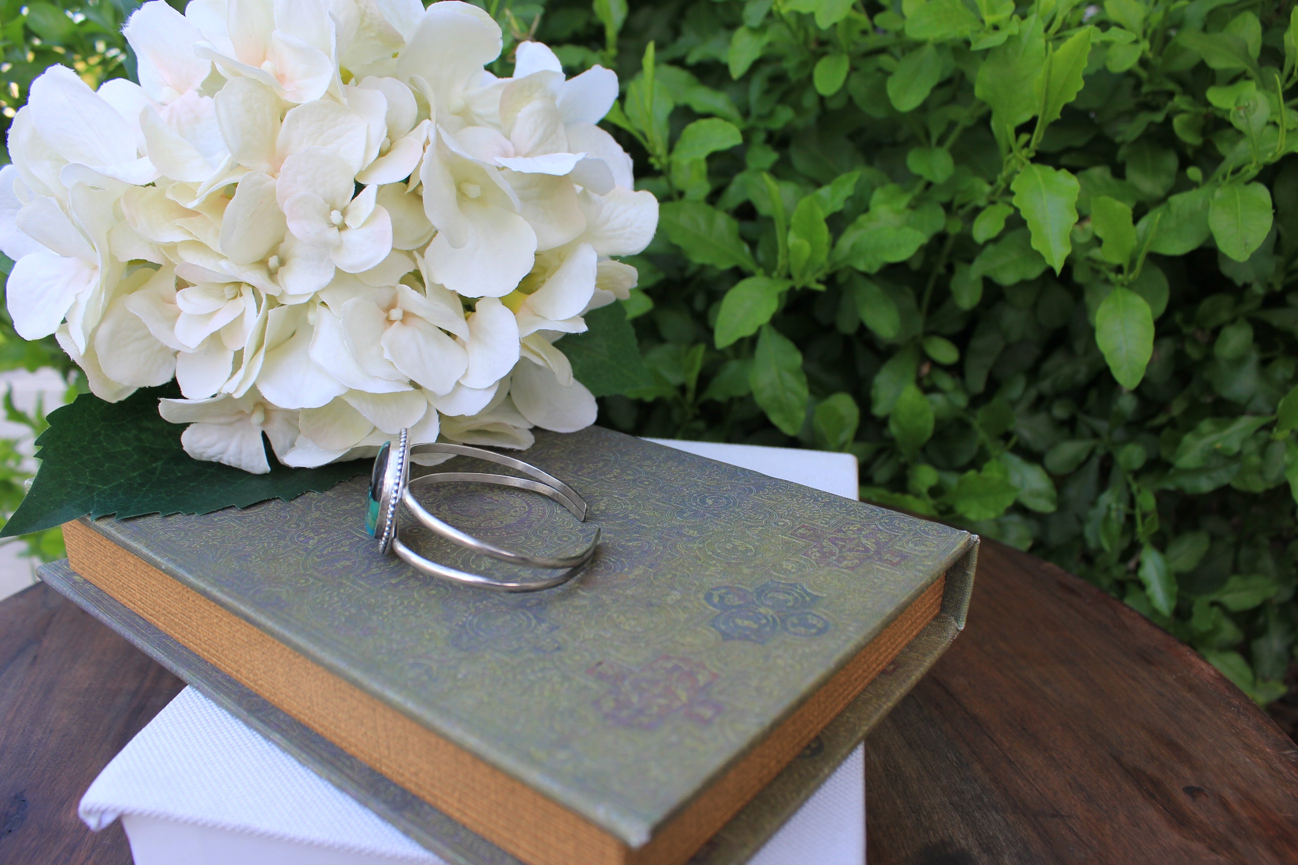 Sterling Silver and Kingman Stacker Bracelet 3" Opening