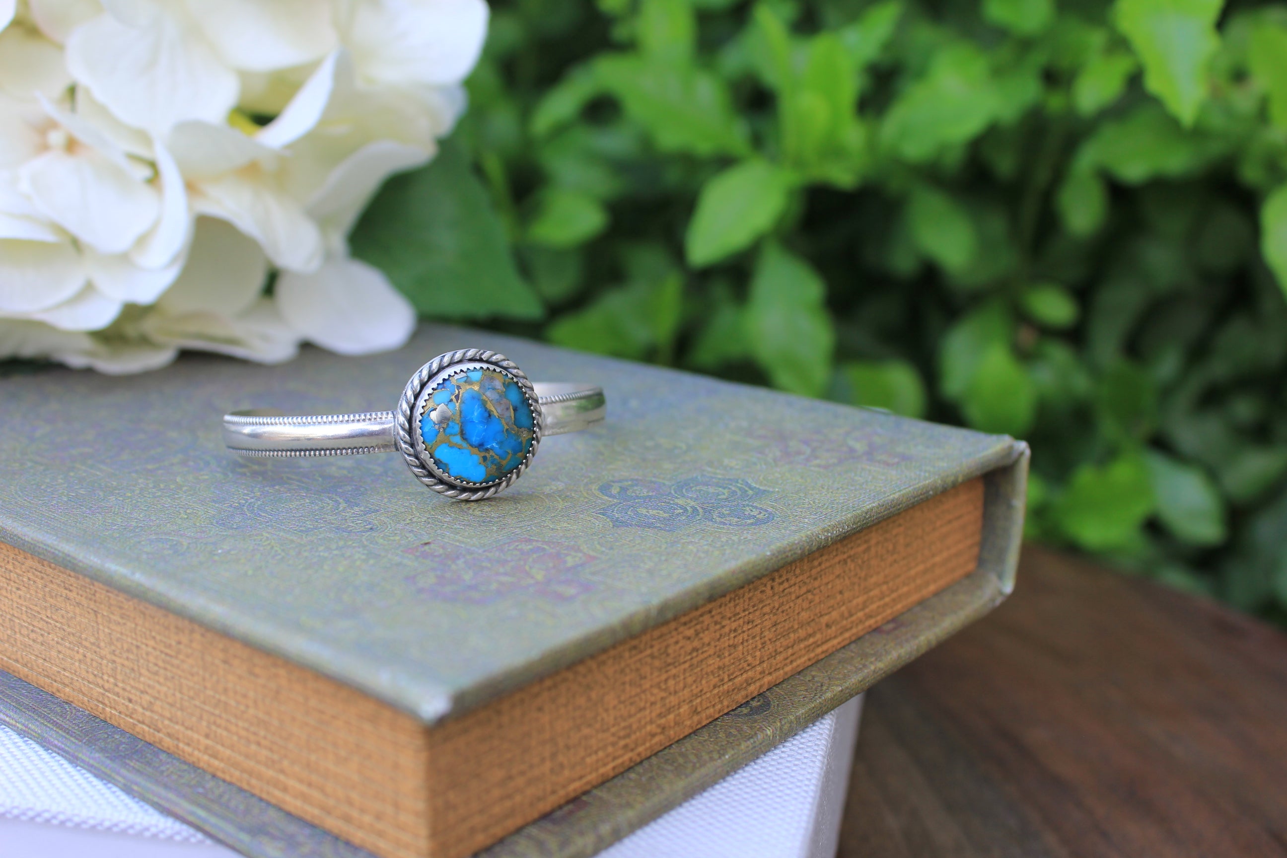 Kingman Turquoise and Sterling Silver Stacker Bracelet