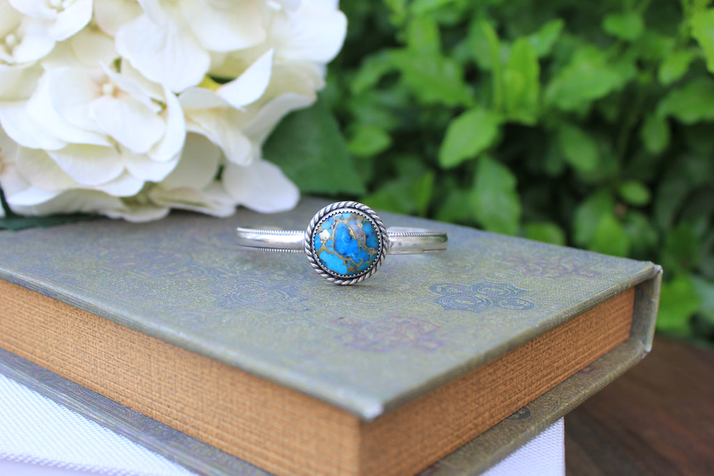 Kingman Turquoise and Sterling Silver Stacker Bracelet