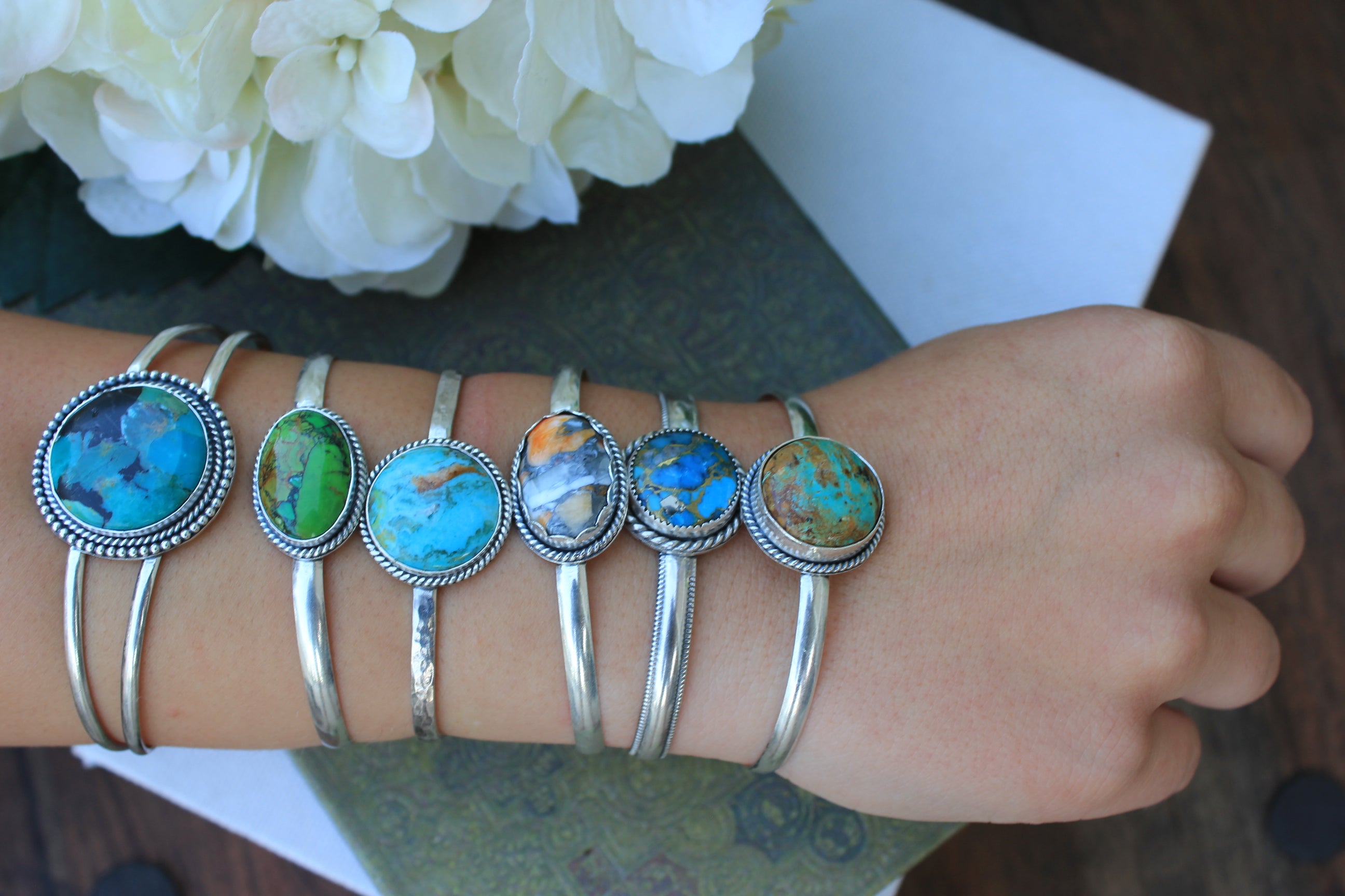 Kingman Turquoise and Sterling Silver Stacker Bracelet