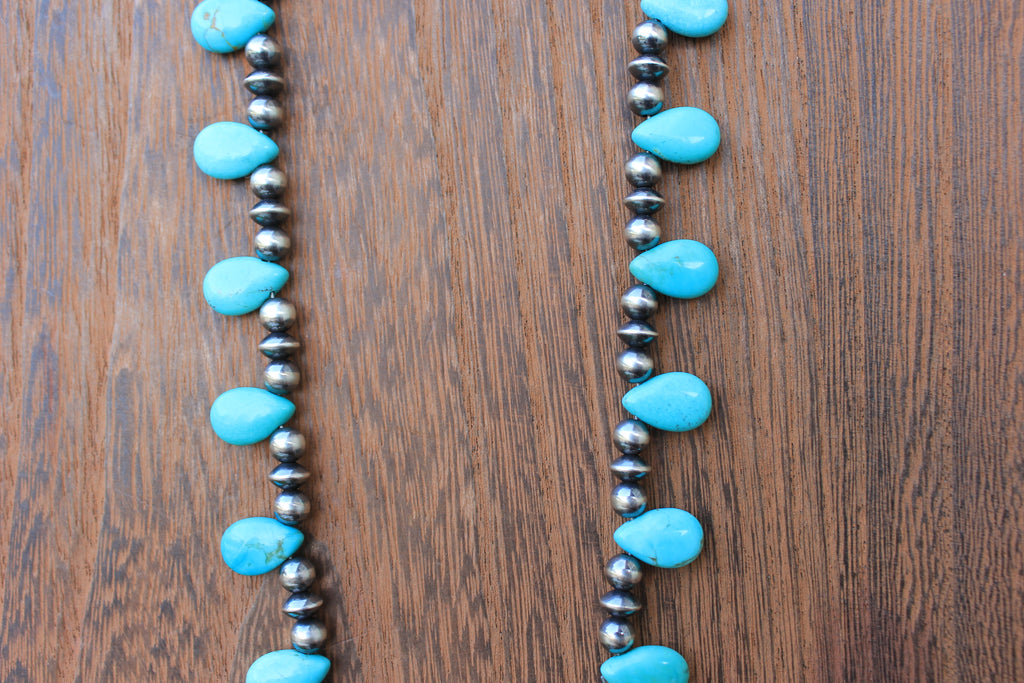 PRADA, Turquoise and Sterling Navajo Style Necklace 17"