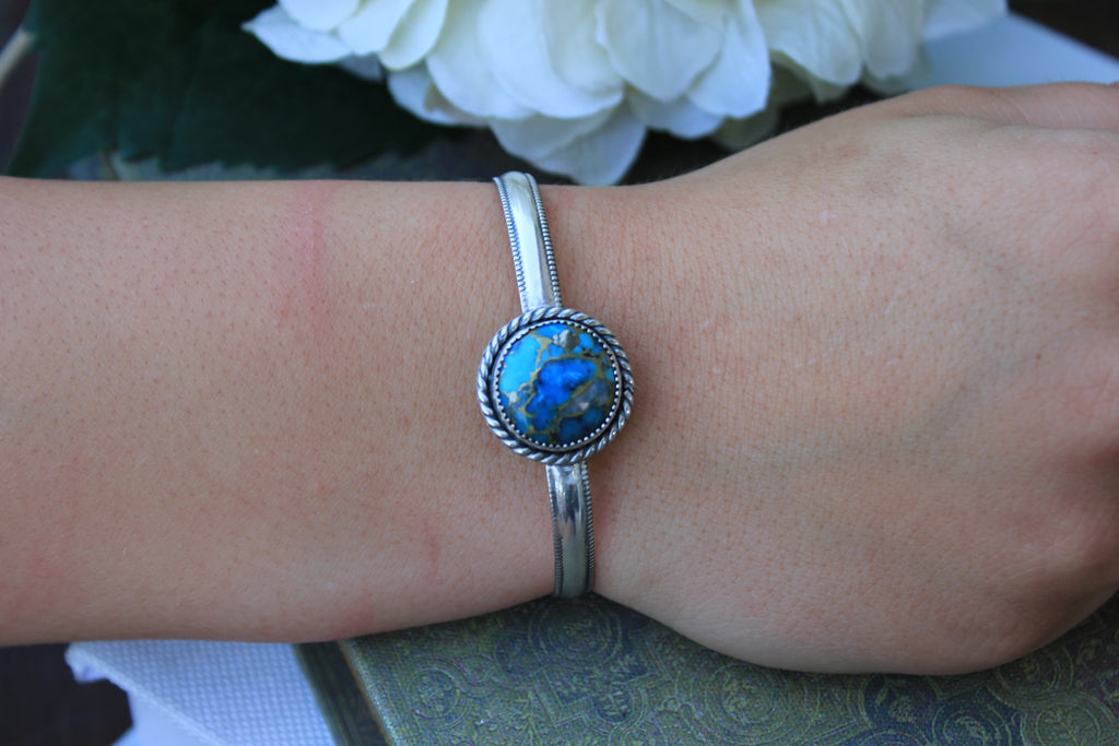 Kingman Turquoise and Sterling Silver Stacker Bracelet