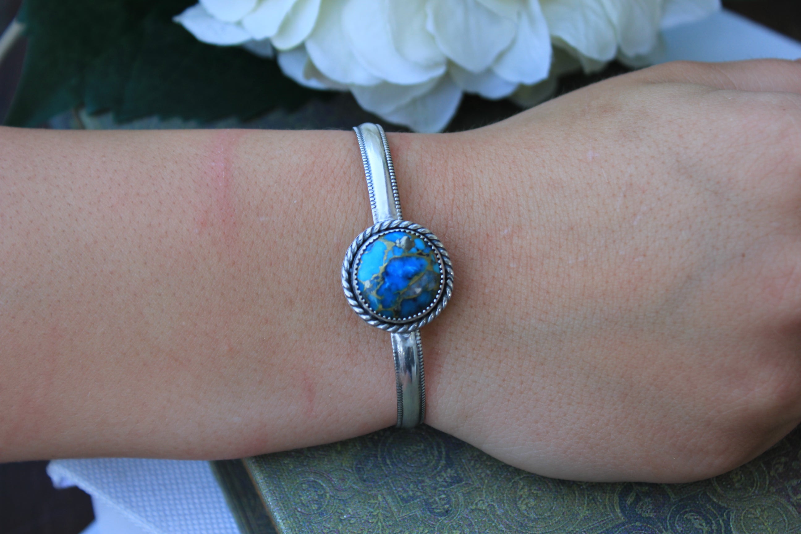 Kingman Turquoise and Sterling Silver Stacker Bracelet