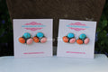 3 Stone Turquoise, Pink Conch and Orange Spiny Earrings in Sterling Silver