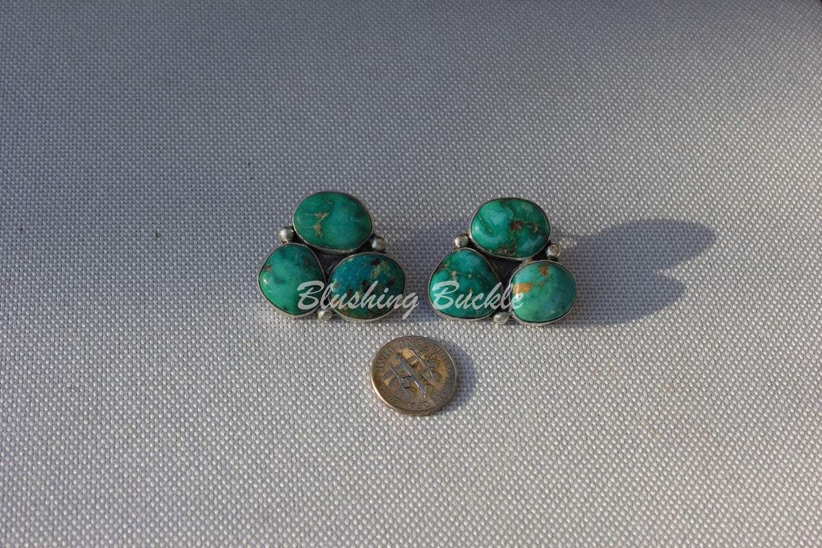3 Stone Emerald Valley Turquoise Earrings