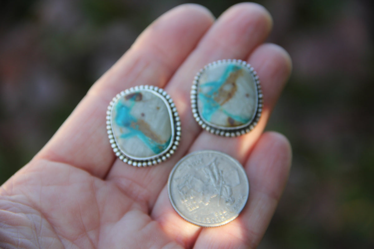 Royston Ribbon Turquoise & Sterling Silver Stud Earrings