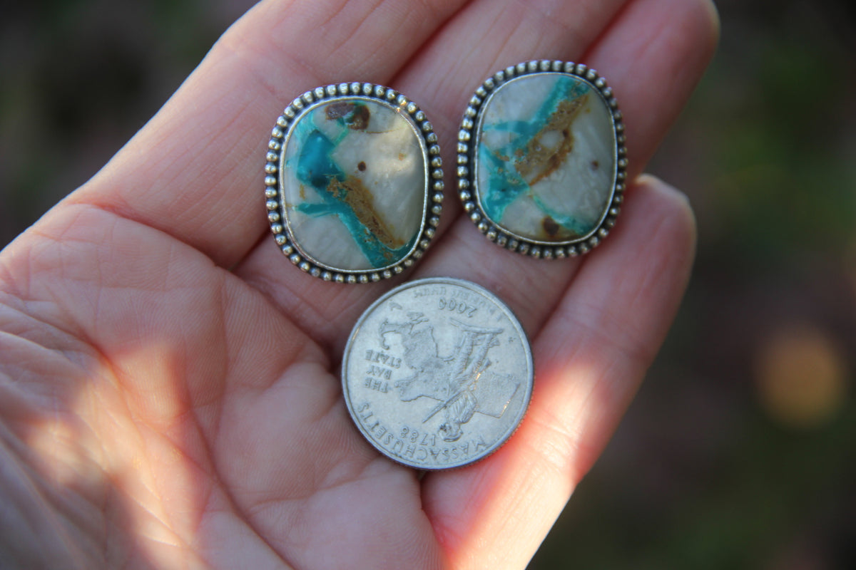 Royston Ribbon Turquoise & Sterling Silver Stud Earrings
