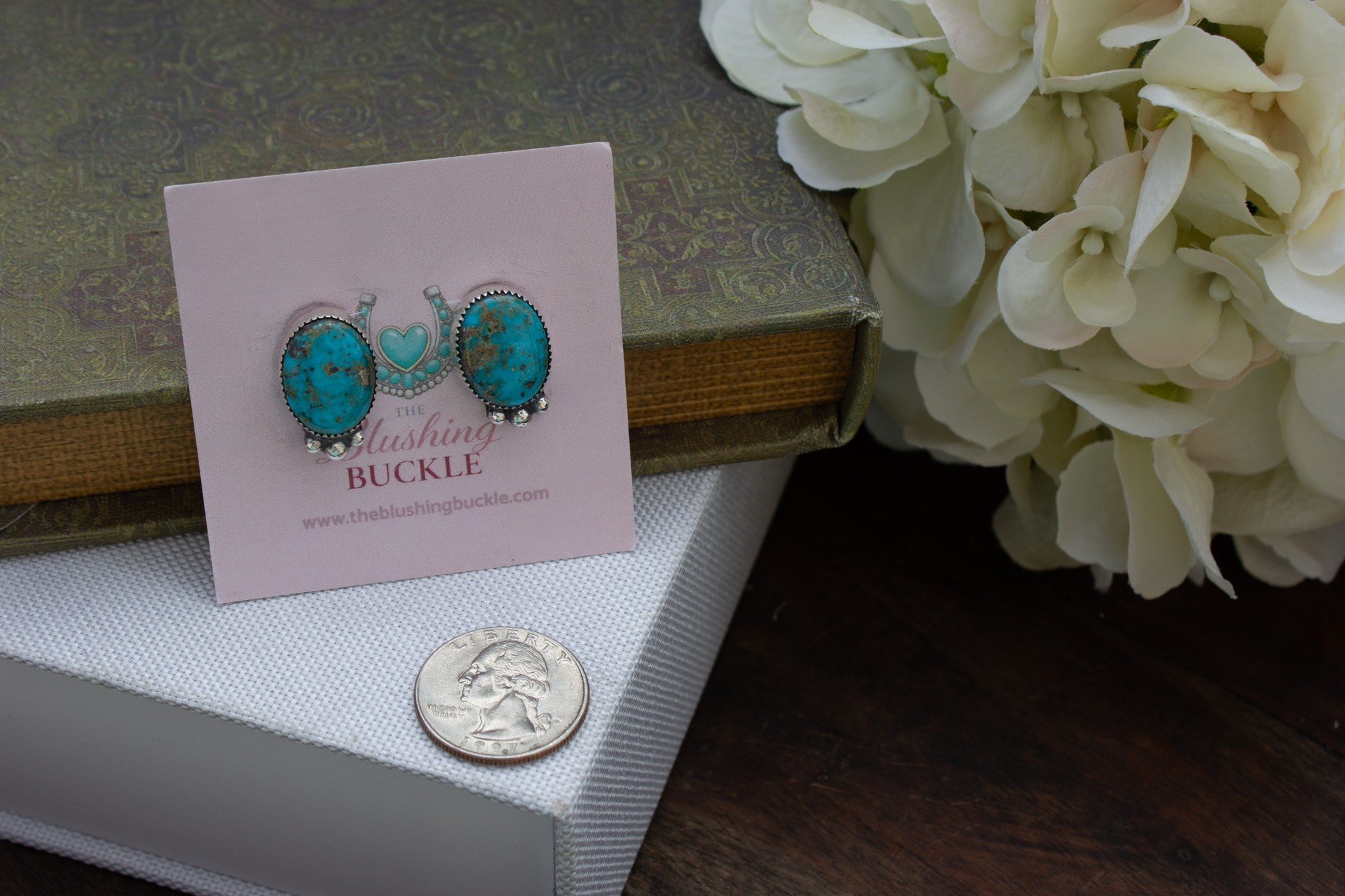 Sonoran Blue J Navajo-Style Sterling Silver Stud Earrings with Fine Silver Embellishments