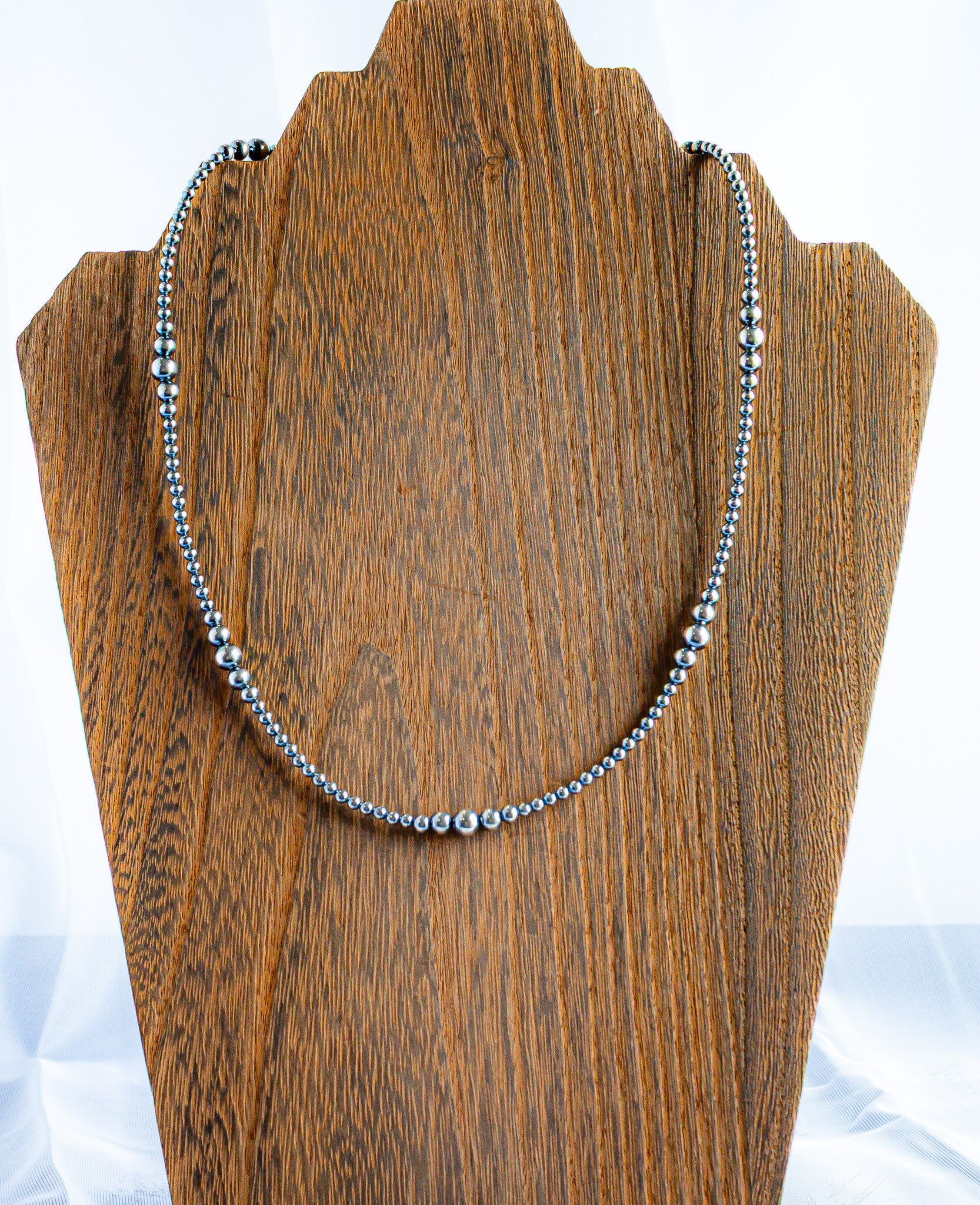 20" Graduated Sterling Silver Pearl Necklace
