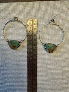 Kingman Turquoise & Navajo Style Sterling Silver Hoop Earrings