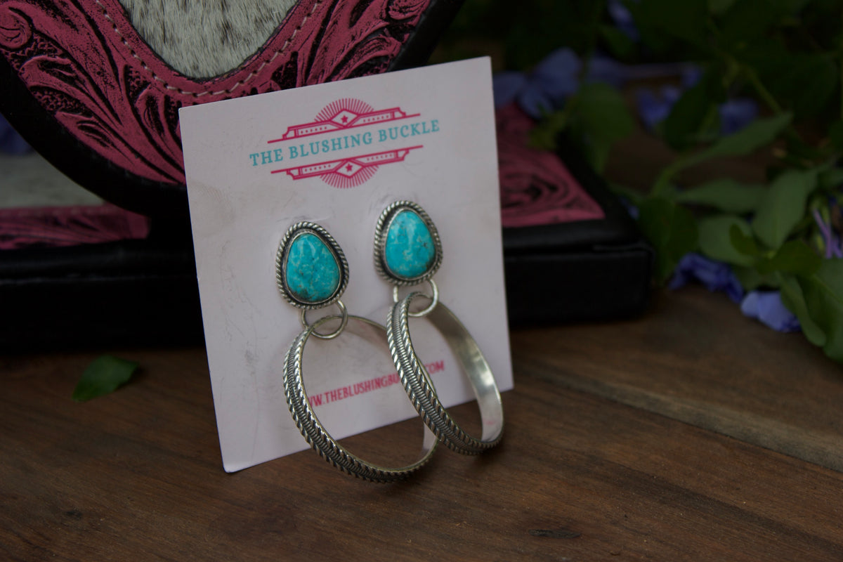 Sonoran Blue J Hoop Earrings