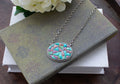 Turquoise and Purple Mosaic Necklace 18" Chain - One of a Kind
