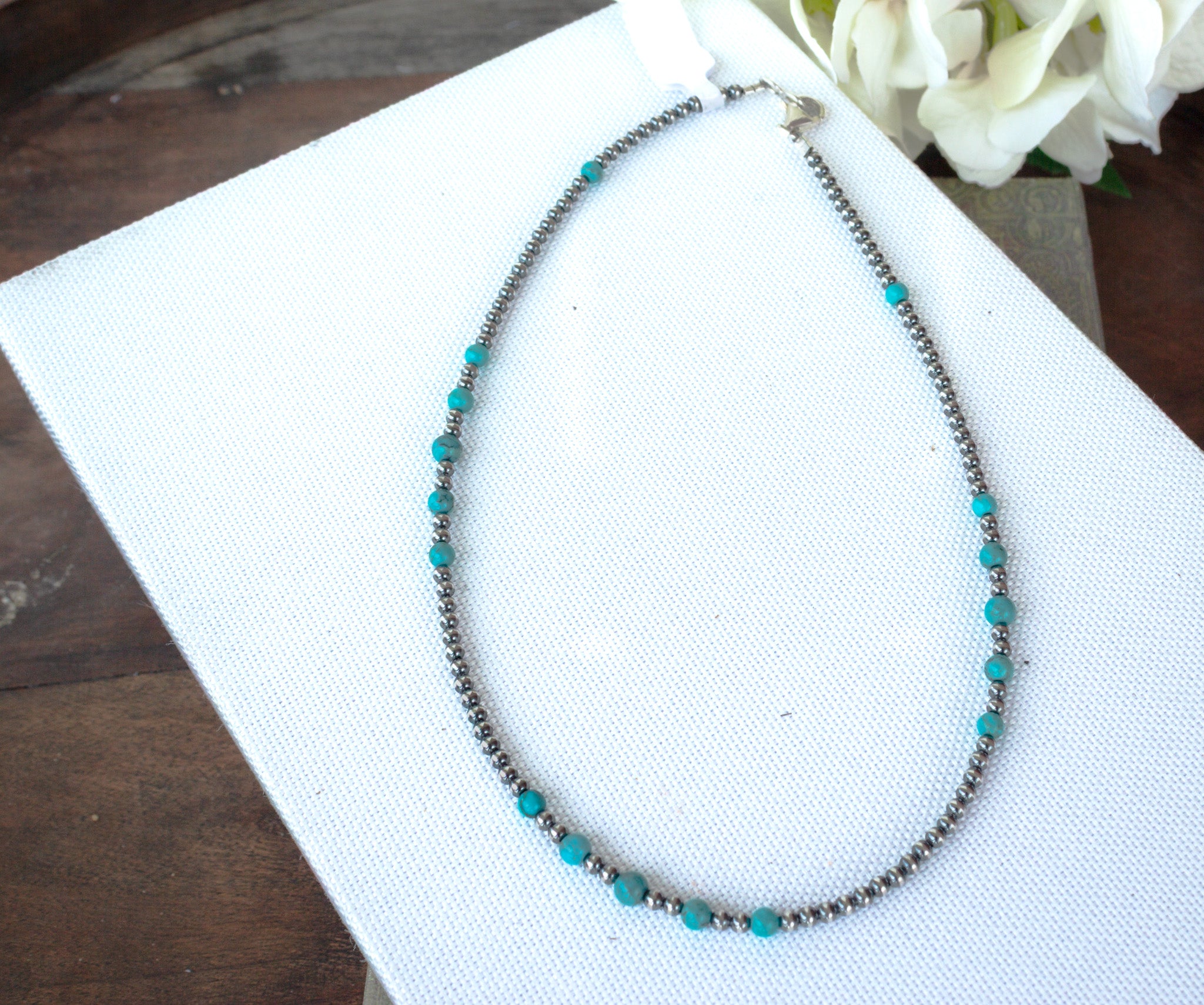 16" Turquoise and Sterling Necklace