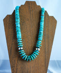 Turquoise Graduated Necklace with Sterling Silver Navajo Style Beads
