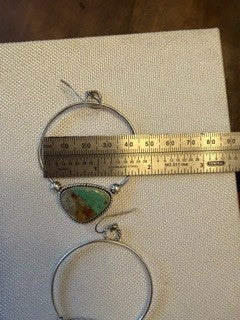 Kingman Turquoise & Navajo Style Sterling Silver Hoop Earrings